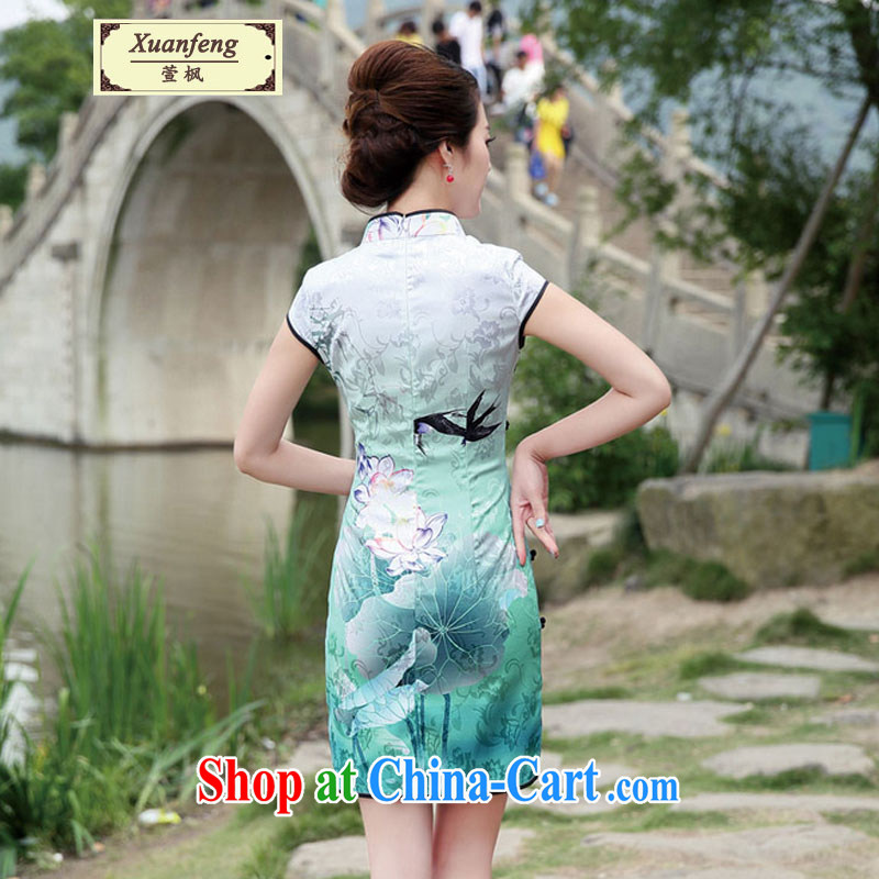XUAN FENG 2015 new summer and fall with short-sleeve personalized buckle fashion, for fine embroidery stamp Lotus Old China wind retro Black Lotus XXL, XUAN FENG (xuanfeng), and, on-line shopping
