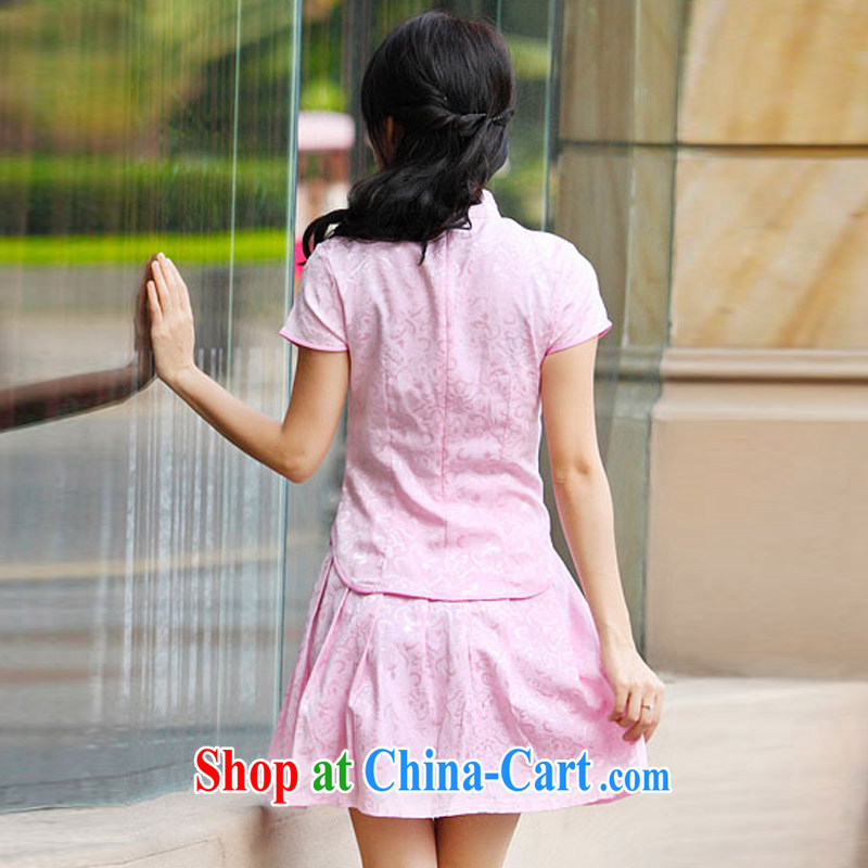 According to Wei family 2015 summer new female elegant retro fresh Chinese to Butterfly cheongsam dress set pink XL, Wei in accordance with family, and, on-line shopping