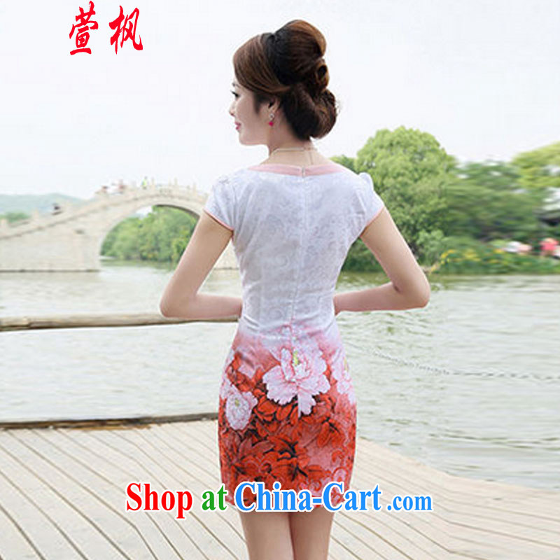 XUAN FENG 2014 new summer Korean Beauty half sleeve Princess stamp duty for China wind dresses and stylish dresses pink peony flowers XXL, XUAN FENG (xuanfeng), online shopping