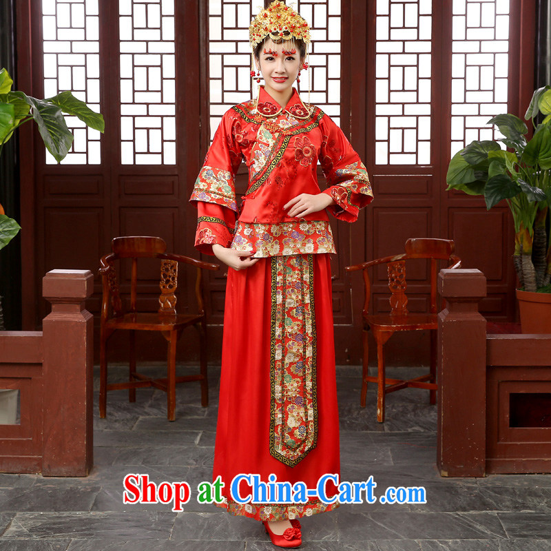 Bridal wedding dresses Chinese long-sleeved retro dresses serving toast, Su-wo service kimono hi service costumes winter red S, Taylor Martin (TAILEMARTIN), shopping on the Internet