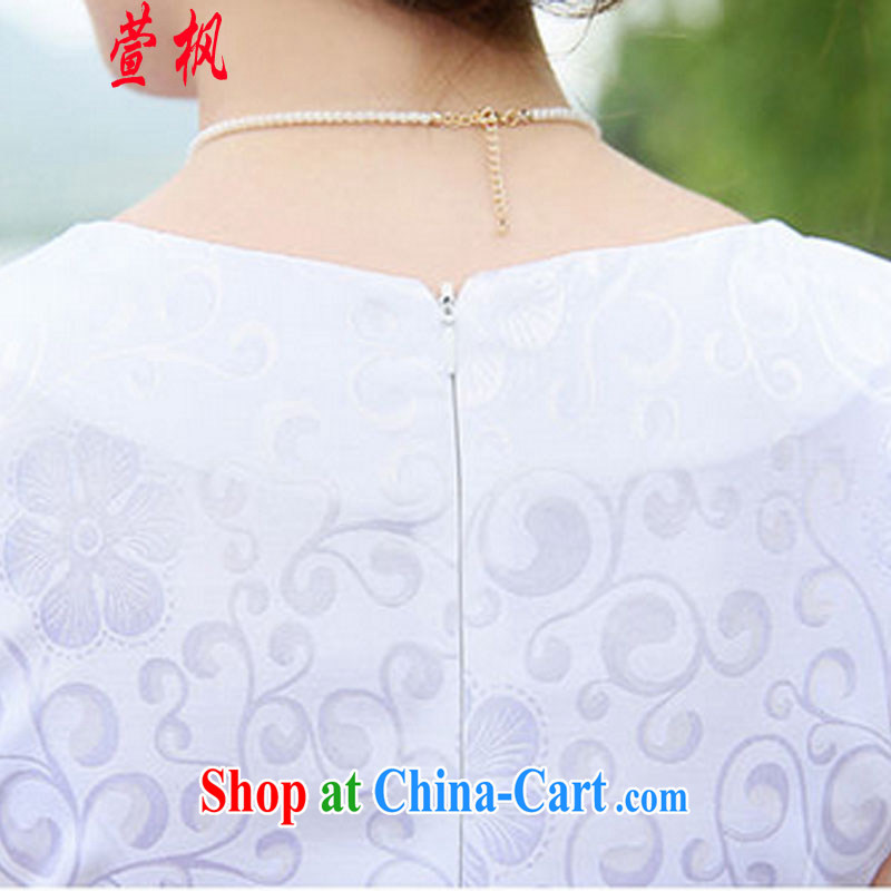 XUAN FENG 2015 new summer dresses Korean Beauty round-collar half sleeve fine embroidery Chinese style qipao stylish dress blue floral XXL, XUAN FENG (xuanfeng), shopping on the Internet