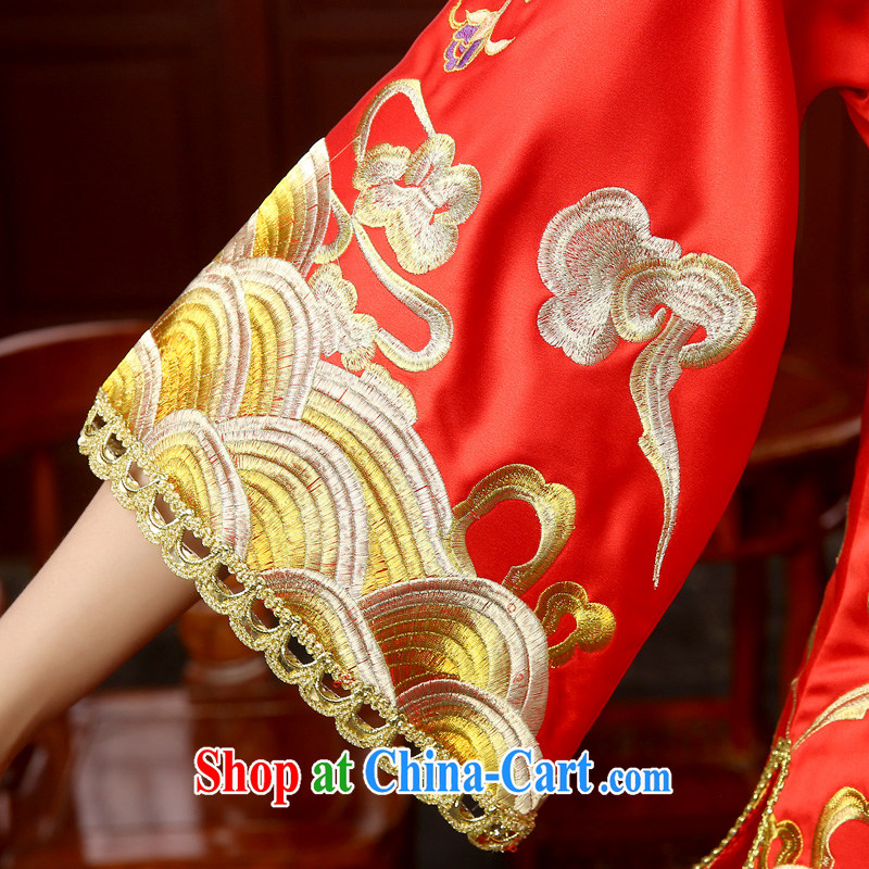 Show reel service embroidery Chinese wedding dress bridal toast serving Phoenix and retro dresses wedding service serving Southern costumes red XXL, Taylor Martin (TAILEMARTIN), online shopping