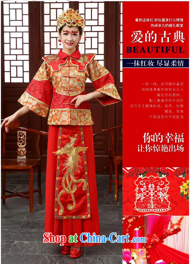 Bridal wedding dress toast serving Chinese style wedding dresses antique show reel service use phoenix married Yi hi clothing costumes red XXL pictures, price, brand platters! Elections are good character, the national distribution, so why buy now enjoy more preferential! Health