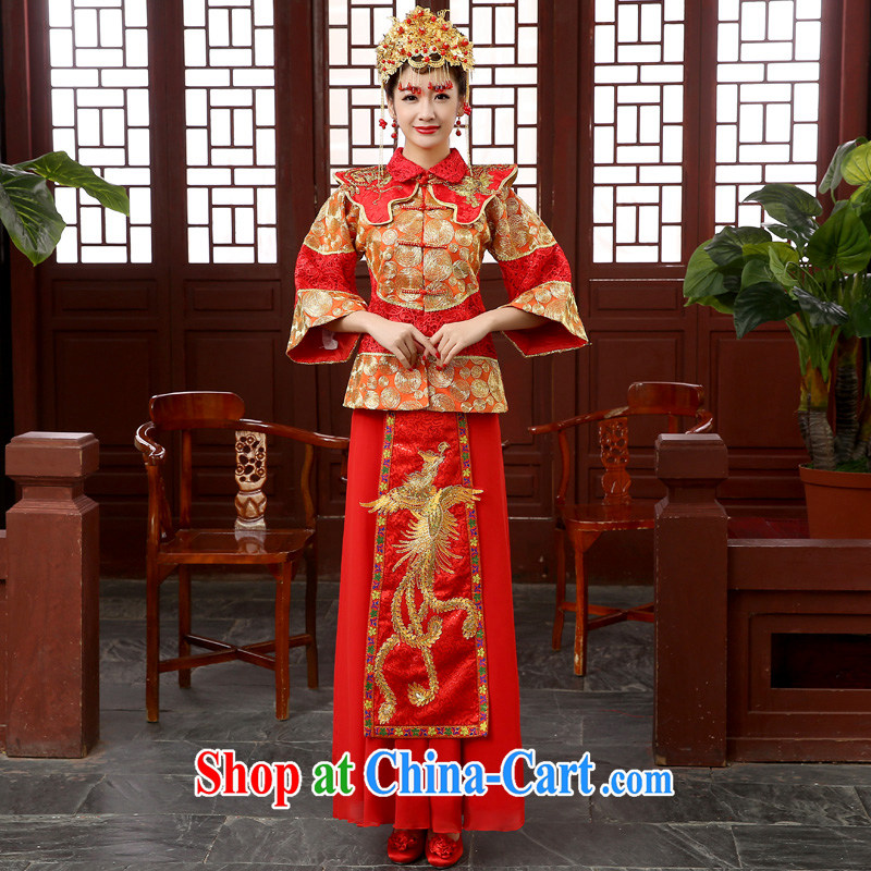 Bridal wedding dress toast serving Chinese style wedding dresses antique show reel service use phoenix married Yi hi clothing costumes red XXL, Taylor Martin (TAILEMARTIN), online shopping