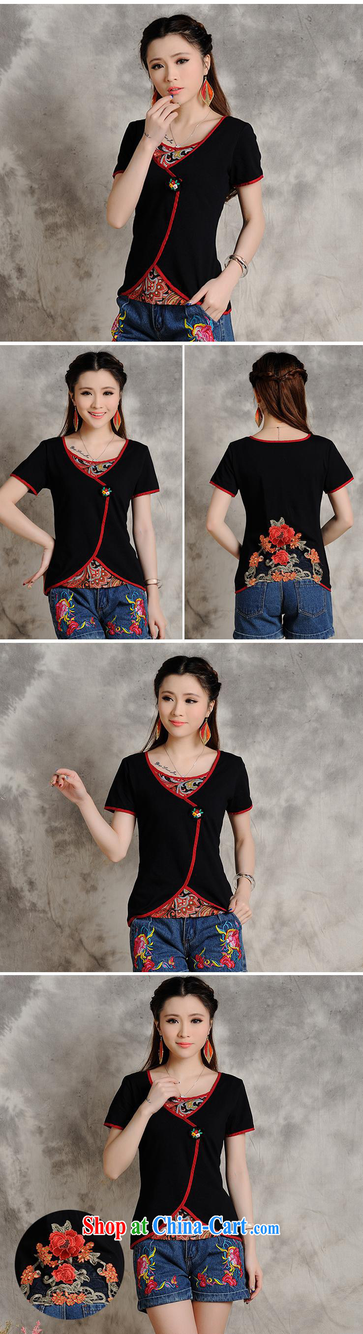 Black butterfly store XS 8203 National wind female T-shirt summer new European root yarn round-collar stitching China wind short-sleeved T-shirt female black XXL pictures, price, brand platters! Elections are good character, the national distribution, so why buy now enjoy more preferential! Health