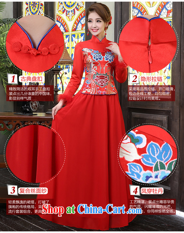 Spring bridal wedding dress improved China wind folder cotton robes long Chinese wedding red toast serving female Red XXL pictures, price, brand platters! Elections are good character, the national distribution, so why buy now enjoy more preferential! Health