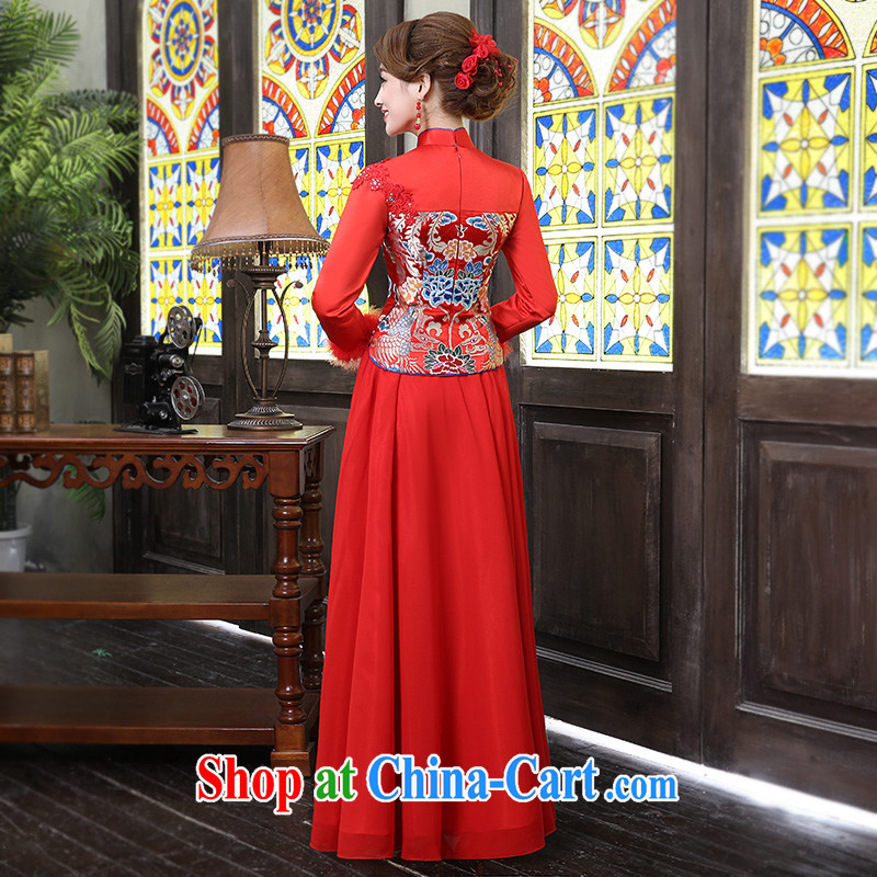 Spring bridal wedding dress improved China wind folder cotton robes long Chinese wedding red bows service female Red XXL, Taylor Martin (TAILEMARTIN), shopping on the Internet
