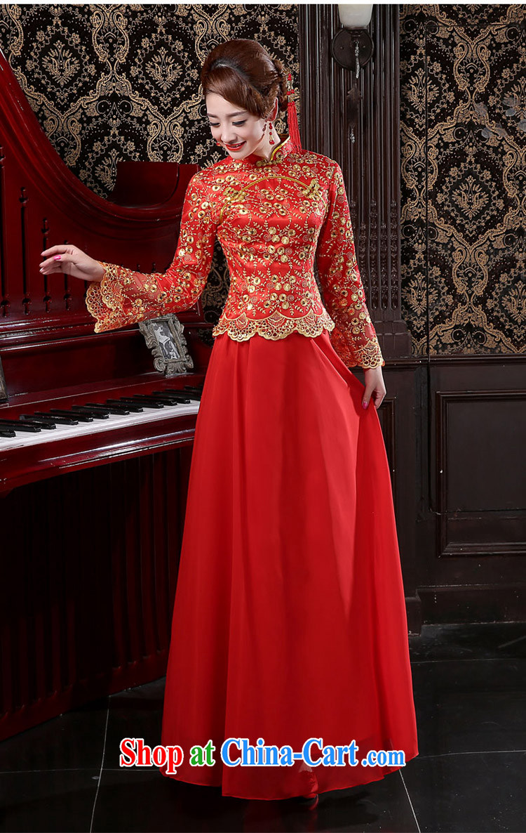 2015 new spring bridal wedding dresses, lace long cheongsam quilted red toast serving female Red XXL pictures, price, brand platters! Elections are good character, the national distribution, so why buy now enjoy more preferential! Health