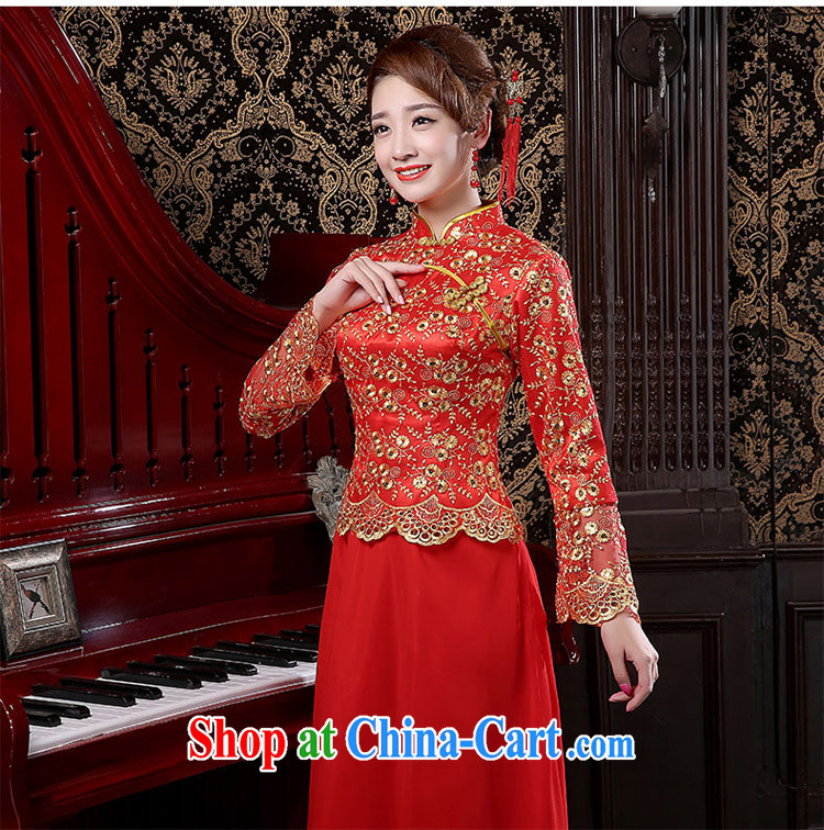 2015 new spring bridal wedding dresses, lace long cheongsam quilted red toast serving female Red XXL pictures, price, brand platters! Elections are good character, the national distribution, so why buy now enjoy more preferential! Health