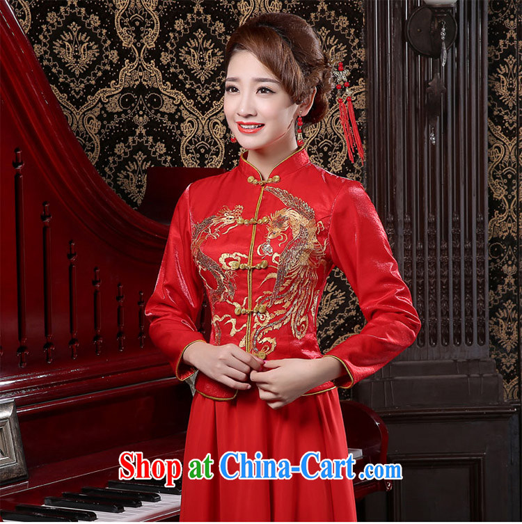 Bridal wedding dress Phoenix retro long cheongsam quilted red toast serving women 2015 new spring red XXL pictures, price, brand platters! Elections are good character, the national distribution, so why buy now enjoy more preferential! Health