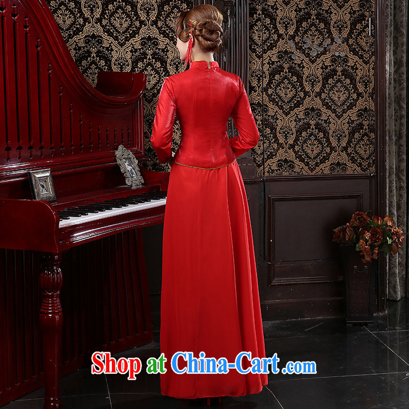 Bridal wedding dress Phoenix retro long cheongsam quilted red toast serving women 2015 new spring red XXL, Taylor Martin (TAILEMARTIN), online shopping