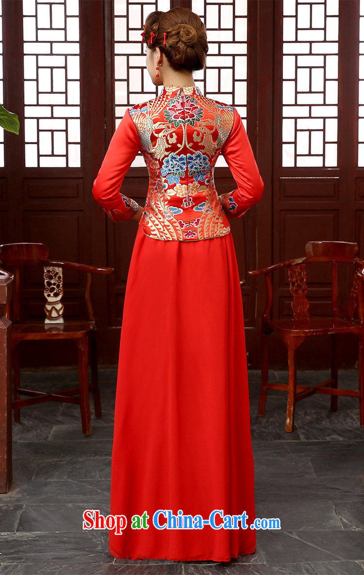 2015 new cheongsam dress spring loaded retro improved long-sleeved quilted red bridal toast dress Chinese married Yi red XXL pictures, price, brand platters! Elections are good character, the national distribution, so why buy now enjoy more preferential! Health