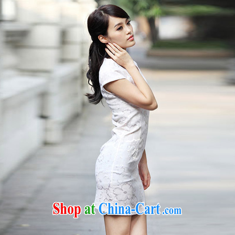 According to Wei family 2015 spring and summer with new stylish embroidered improved retro dresses dresses Female Light apricot XL Wei, according to family, and on-line shopping
