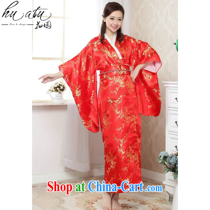 Take the kimono Chinese improved women's clothing new Chinese qipao long damask stamp retro national stage costumes - C red are code, spend figure, shopping on the Internet