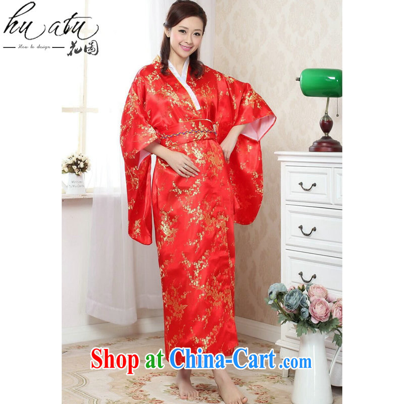 Take the kimono Chinese improved women's clothing new Chinese qipao long damask stamp retro national stage costumes - C red are code, spend figure, shopping on the Internet