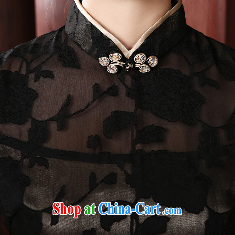 The CYD HO Kwun Tong one of flexible spring loaded, long-sleeved qipao improved stylish 2015 new retro dresses QZ 4706 black L Sau looked Tang, shopping on the Internet