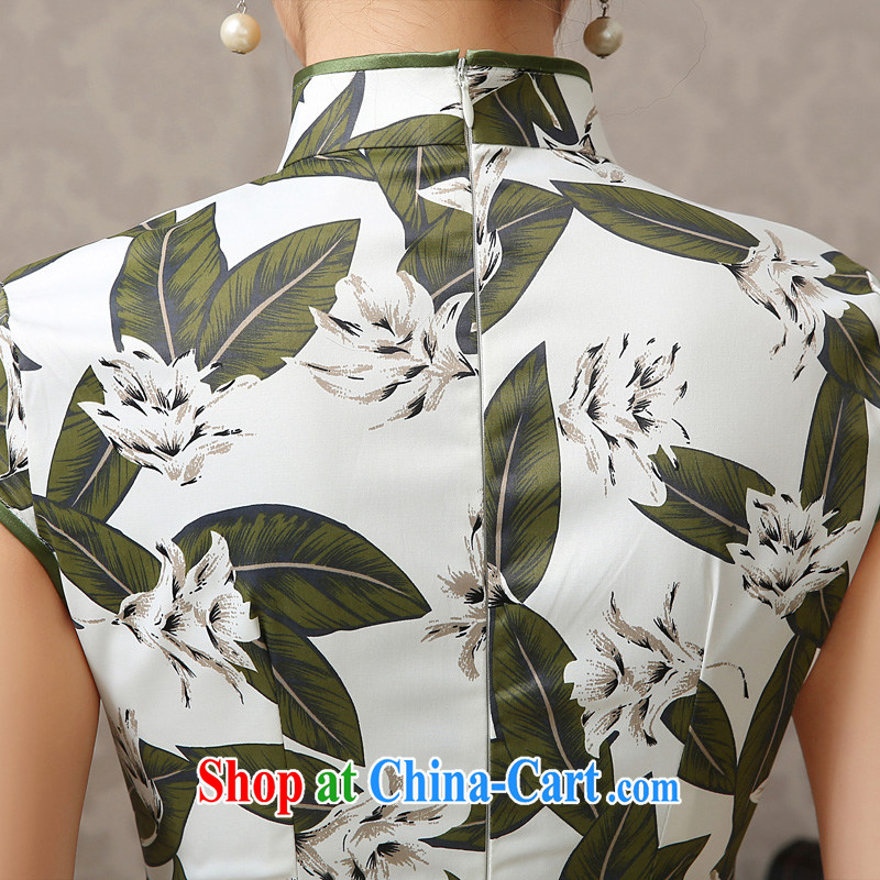 2015 spring jacquard cotton stamp daily short cheongsam improved retro elegant beauty short sleeve cheongsam dress female white XXL, Taylor Martin (TAILEMARTIN), online shopping