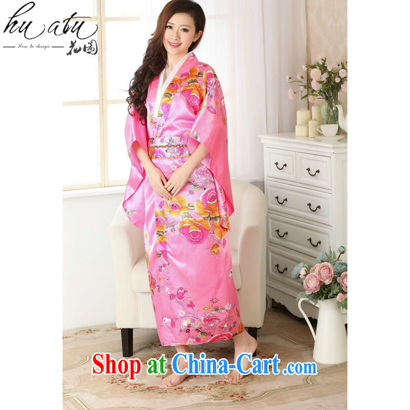 Take the Chinese clothing Ethnic Wind kimono Tang with improved damask stamp long Chinese qipao kimono performances serving pink, code, and spend, and, shopping on the Internet