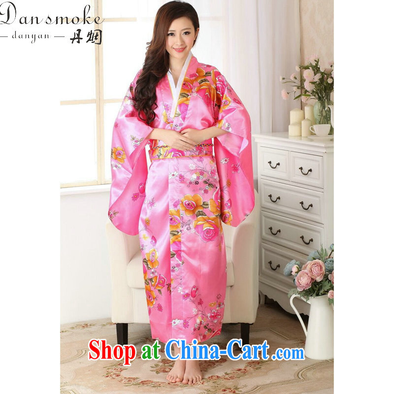 Dan smoke Chinese clothing Ethnic Wind kimono Tang with improved damask stamp long Chinese qipao kimono performances serving pink are code