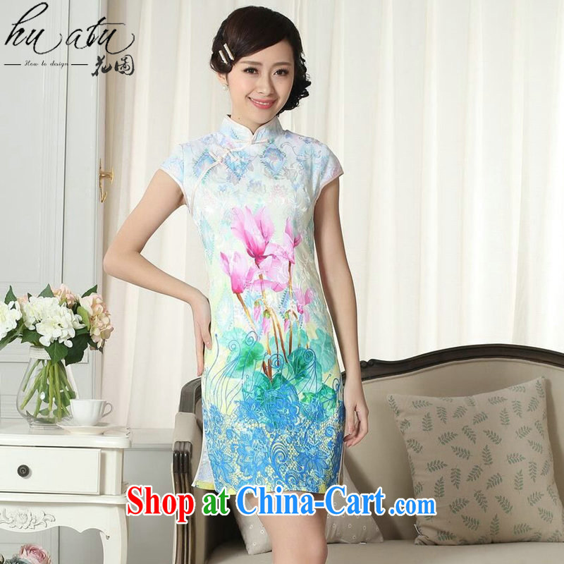 Take the new summer dresses Tang Women's clothes refined elegance Chinese qipao, for Chinese Video thin short cheongsam as color 2XL