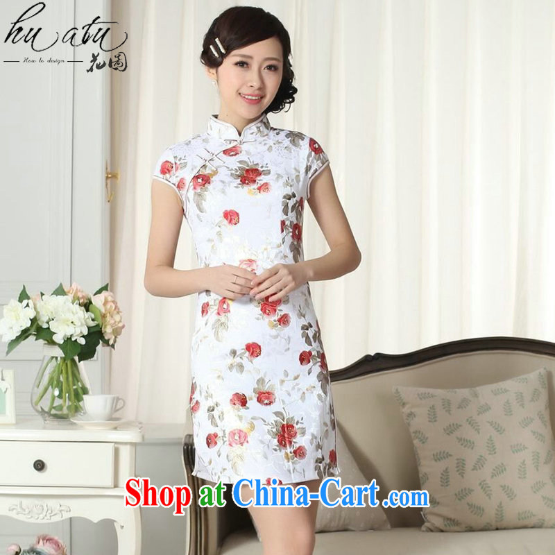 Take the lady stylish jacquard cotton cultivation short cheongsam dress Chinese improved, for new Chinese graphics thin cheongsam dress such as the color 2 XL