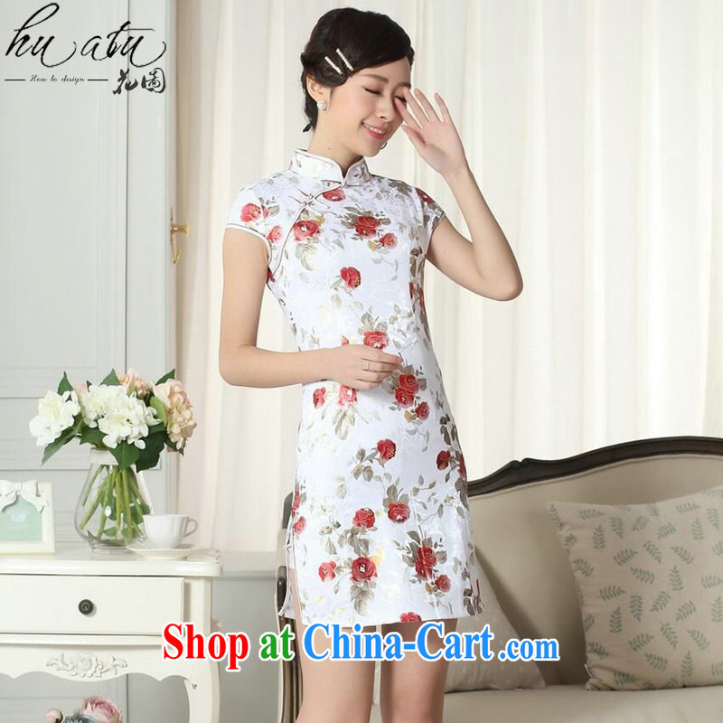 Take the lady stylish jacquard cotton cultivation short cheongsam dress Chinese improved, for new Chinese graphics thin cheongsam dress figure-color 2 XL, figure, and shopping on the Internet