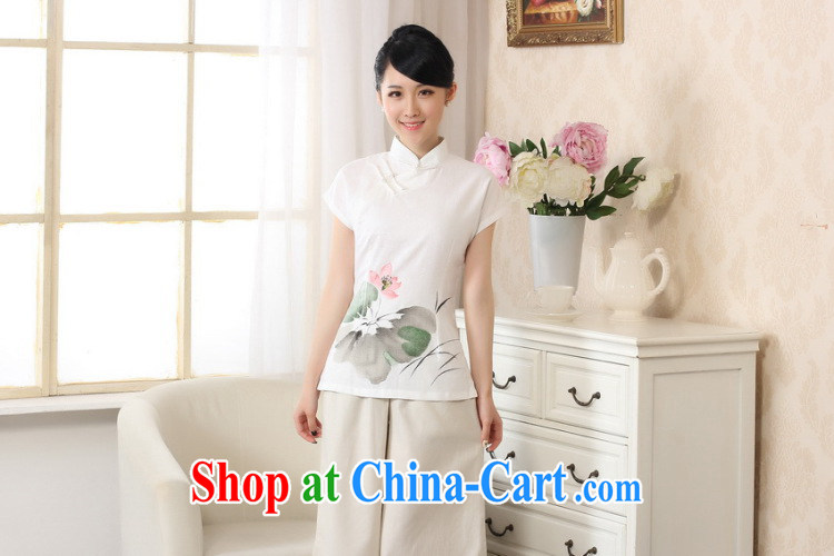 Take the new girl with hand-painted dresses T-shirt cotton the Chinese Ethnic Wind female Tang is improved, for literary and artistic T-shirt - C sky 2 XL pictures, price, brand platters! Elections are good character, the national distribution, so why buy now enjoy more preferential! Health