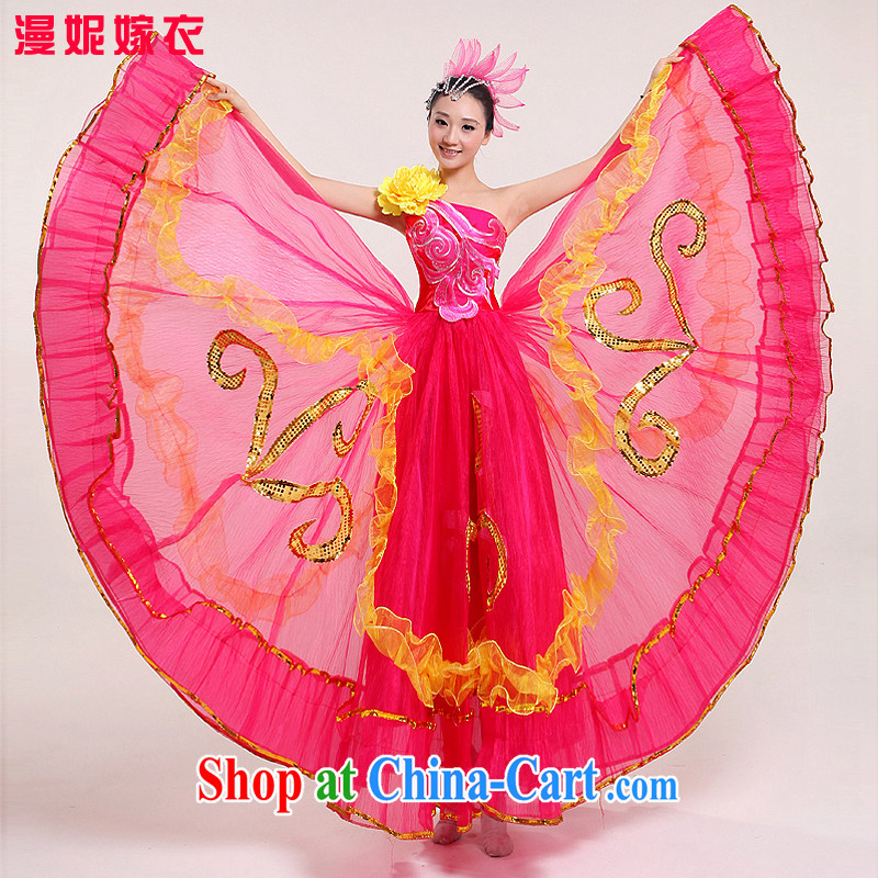 New color skirt with opening dance clothing dance clothing the skirt costumes flouncing dance clothing peach XXL