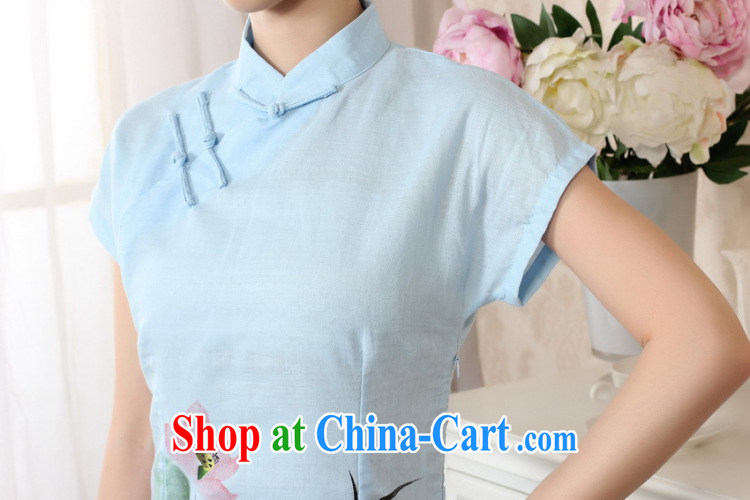 spend the summer with new Tang Women's clothes hand-painted robes arts cotton the Chinese Ethnic Wind Tang is improved, collared T-shirt - light blue A S pictures, price, brand platters! Elections are good character, the national distribution, so why buy now enjoy more preferential! Health