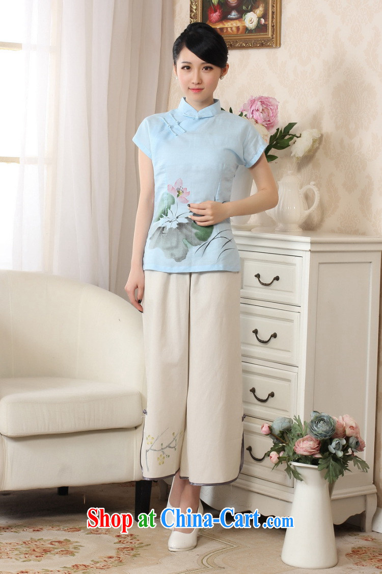 Dan smoke-free summer New Tang Women's clothes hand-painted robes arts cotton the Chinese Ethnic Wind Tang is improved, collared T-shirt - B pink 2 XL pictures, price, brand platters! Elections are good character, the national distribution, so why buy now enjoy more preferential! Health