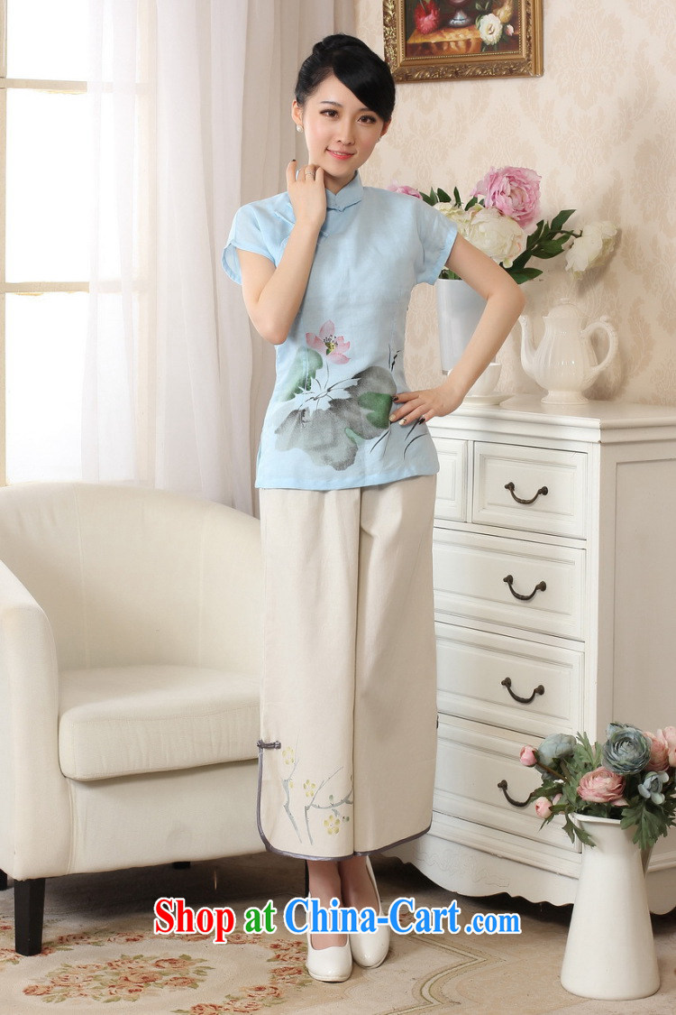 Dan smoke-free summer New Tang Women's clothes hand-painted robes arts cotton the Chinese Ethnic Wind Tang is improved, collared T-shirt - B pink 2 XL pictures, price, brand platters! Elections are good character, the national distribution, so why buy now enjoy more preferential! Health