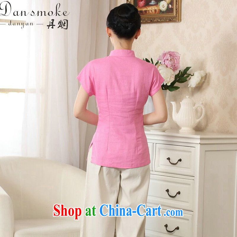 Bin Laden smoke-free summer New Tang Women's clothes hand-painted robes arts cotton the Chinese Ethnic Wind Tang is improved, collared T-shirt - B pink 2 XL, Bin Laden smoke, shopping on the Internet