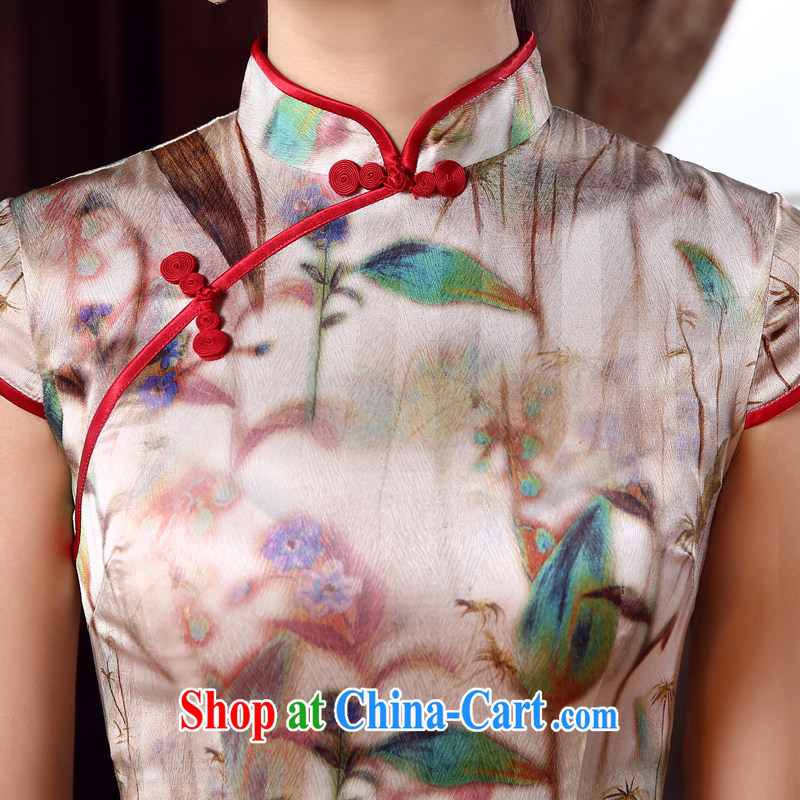 Morning dresses, new 2015 summer retro short improved stylish sauna silk silk Chinese qipao and fresh floral XXL, morning land, shopping on the Internet
