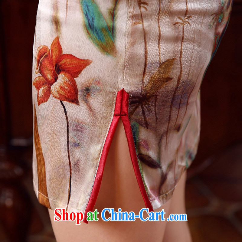 Morning dresses, new 2015 summer retro short improved stylish sauna silk silk Chinese qipao and fresh floral XXL, morning land, shopping on the Internet
