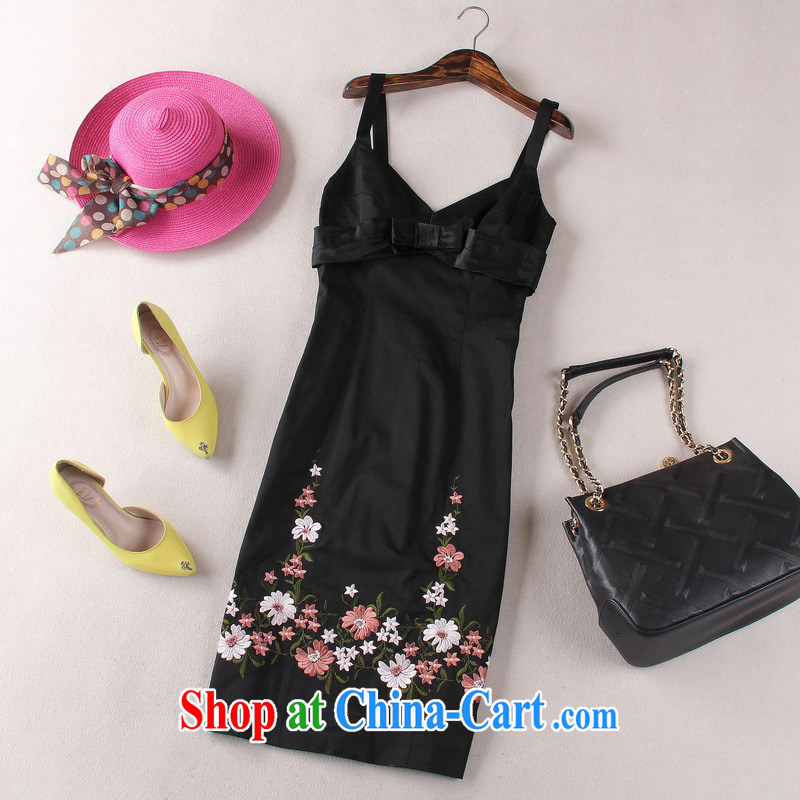 Europe 2015 new stylish embroidered beauty dresses bow-tie style vest dress straps skirt black 8, West Windsor, and shopping on the Internet
