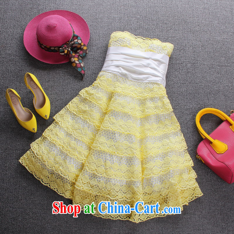 2015 the bow-tie dress skirts beauty dresses sexy wrapped chest skirt evening reception ceremony dress dresses yellow 8, West Windsor, and, on-line shopping
