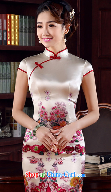 Morning dresses, new 2015 summer retro short improved stylish sauna silk silk Chinese qipao blooming red XXL pictures, price, brand platters! Elections are good character, the national distribution, so why buy now enjoy more preferential! Health