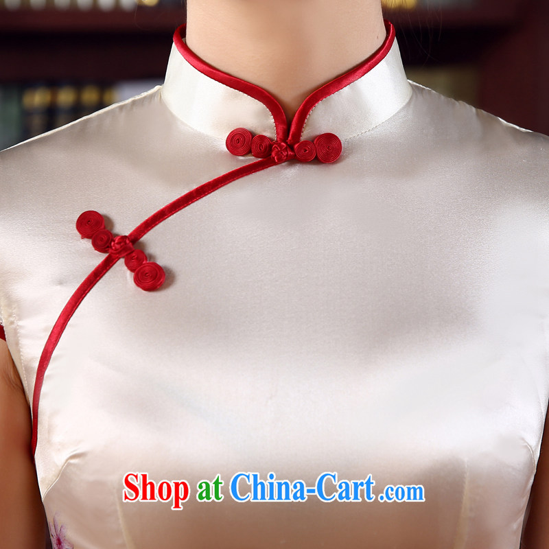 Morning dresses, new 2015 summer retro short improved stylish sauna silk silk Chinese qipao blooming red XXL, morning land, shopping on the Internet