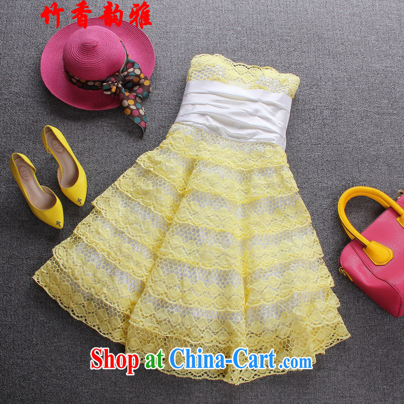 Bamboo incense, following the 2015 bow-tie dress skirts beauty dresses sexy wrapped chest skirt evening reception ceremony dress dresses yellow 8, bamboo incense, and shopping on the Internet