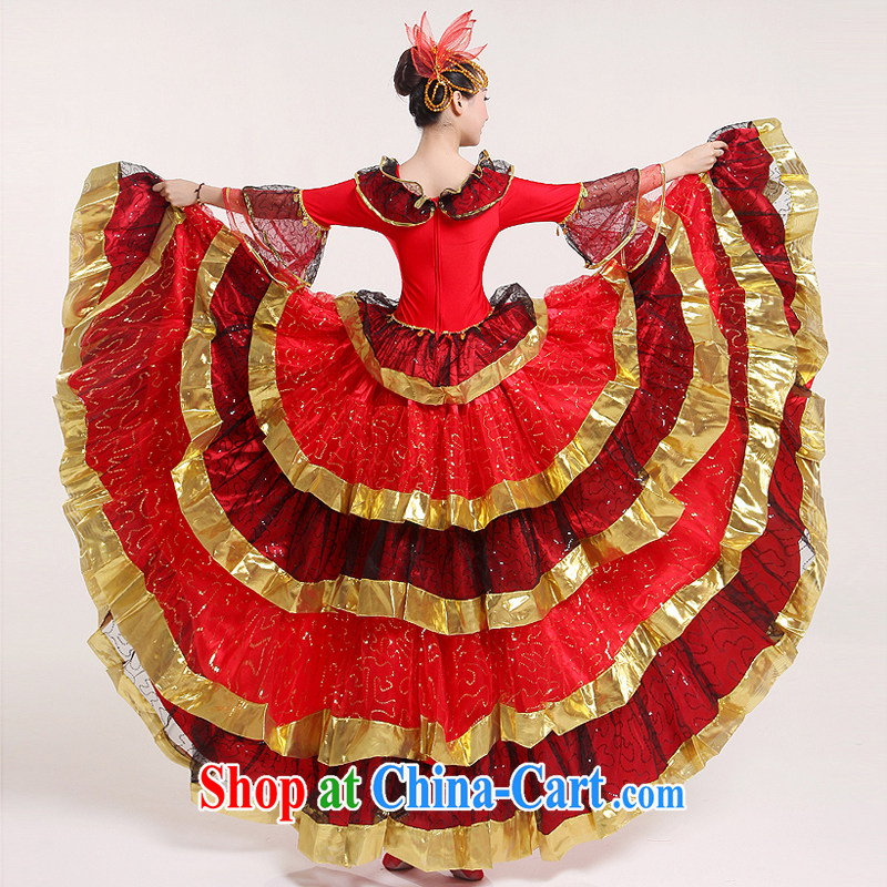 High quality classical dance Fashion Show Dance skirt swing dance clothing square dance skirt show clothing & Dance skirts clothing national bullfighting dance international dancers Spanish dance red XXL, diffuse Connie married Yi, shopping on the Interne