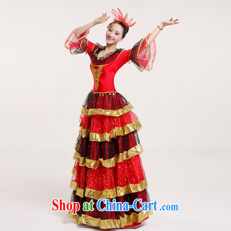 High quality classical dance Fashion Show Dance skirt swing dance clothing square dance skirt show clothing & Dance skirts clothing national bullfighting dance international dancers Spanish dance red XXL, diffuse Connie married Yi, shopping on the Interne