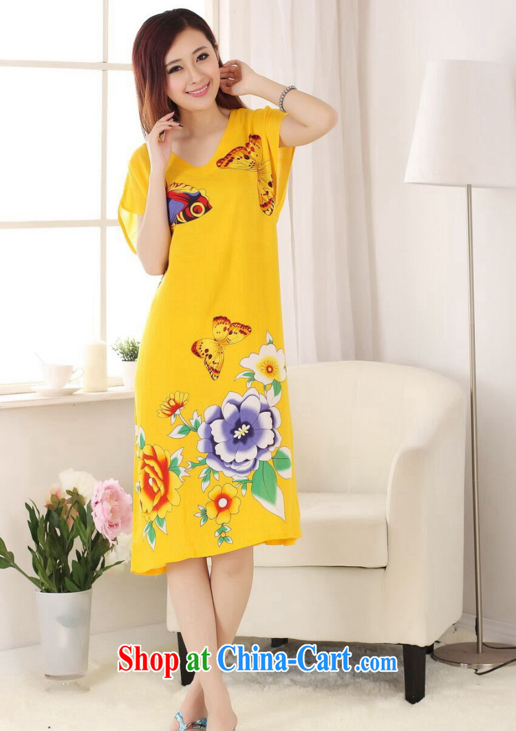 Take the female summer new Chinese Dress Chinese hand-painted Women's pajamas pure cotton long, even short-sleeved robes of red, code pictures, price, brand platters! Elections are good character, the national distribution, so why buy now enjoy more preferential! Health