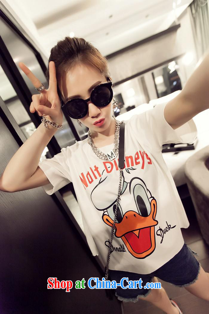 Qin Qing store 2015 summer new boudoir honey sister with Korean version the code loose cartoon T-shirt short-sleeve girls T-shirt black XL pictures, price, brand platters! Elections are good character, the national distribution, so why buy now enjoy more preferential! Health
