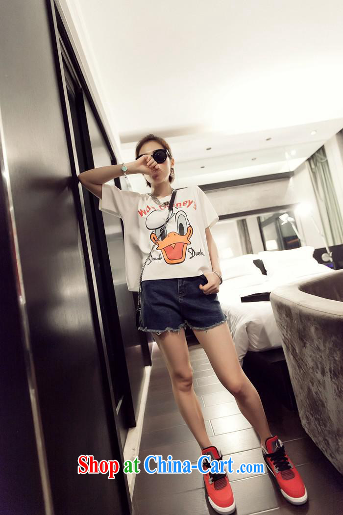 Qin Qing store 2015 summer new boudoir honey sister with Korean version the code loose cartoon T-shirt short-sleeve girls T-shirt black XL pictures, price, brand platters! Elections are good character, the national distribution, so why buy now enjoy more preferential! Health