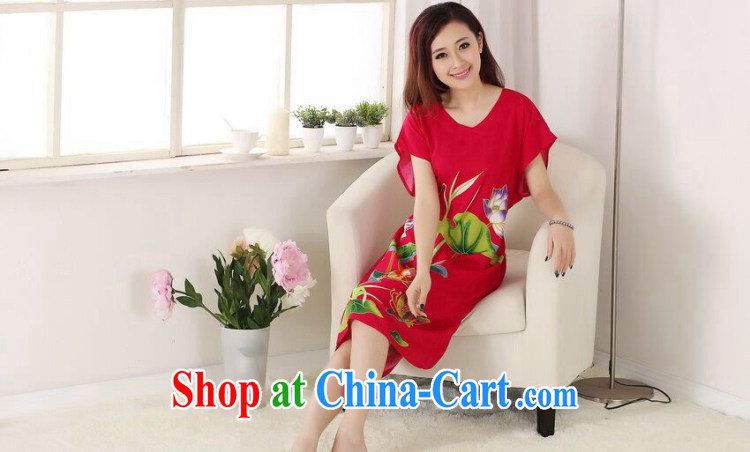 Bin Laden smoke-free female Tang replace summer new V collar cotton hand-painted Chinese ladies robes bathrobes short-sleeved dresses pajamas - C of red are code pictures, price, brand platters! Elections are good character, the national distribution, so why buy now enjoy more preferential! Health