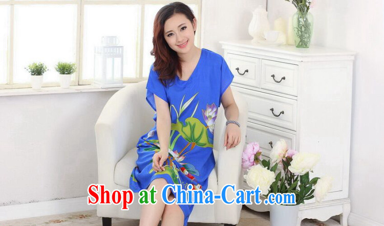 Bin Laden smoke-free female Tang replace summer new V collar cotton hand-painted Chinese ladies robes bathrobes short-sleeved dresses pajamas - C of red are code pictures, price, brand platters! Elections are good character, the national distribution, so why buy now enjoy more preferential! Health