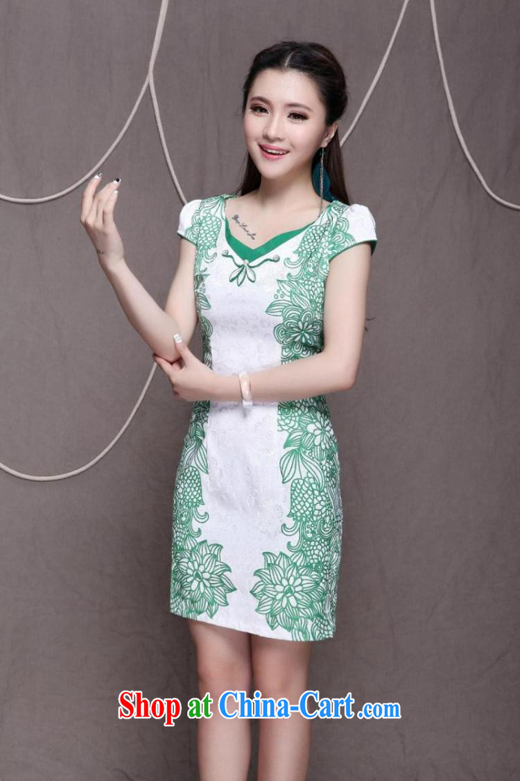 Diffuse, 2015 high-end Ethnic Wind and stylish Chinese qipao dress retro beauty graphics thin cheongsam blue XXL pictures, price, brand platters! Elections are good character, the national distribution, so why buy now enjoy more preferential! Health