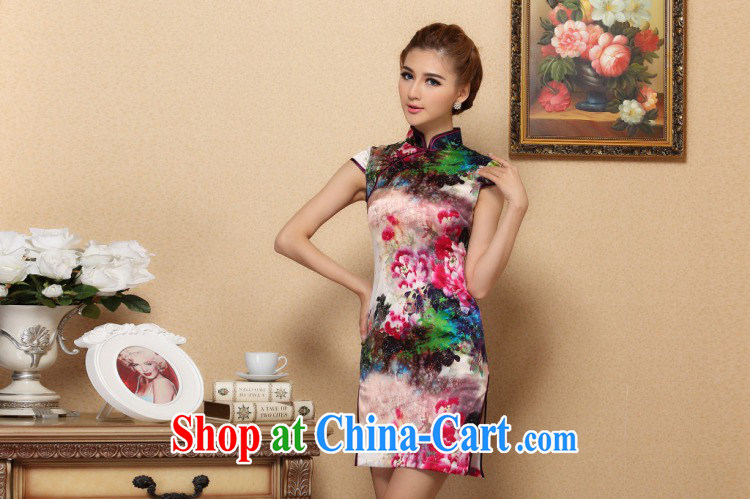 Take the Silk Cheongsam summer new, female Chinese Chinese improved, for retro dresses and elegant sauna Silk Cheongsam short figure color 2 XL pictures, price, brand platters! Elections are good character, the national distribution, so why buy now enjoy more preferential! Health