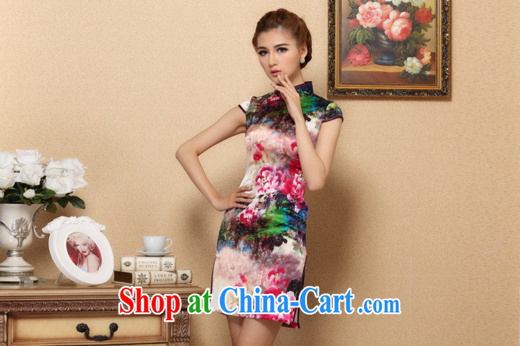 Take the Silk Cheongsam summer new, female Chinese Chinese improved, for retro dresses and elegant sauna Silk Cheongsam short figure color 2 XL pictures, price, brand platters! Elections are good character, the national distribution, so why buy now enjoy more preferential! Health
