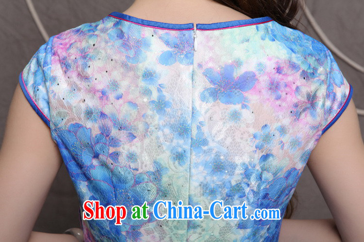 Diffuse, 2015 China wind stylish Ethnic Wind and refined improved cheongsam dress elegance blue XXL pictures, price, brand platters! Elections are good character, the national distribution, so why buy now enjoy more preferential! Health